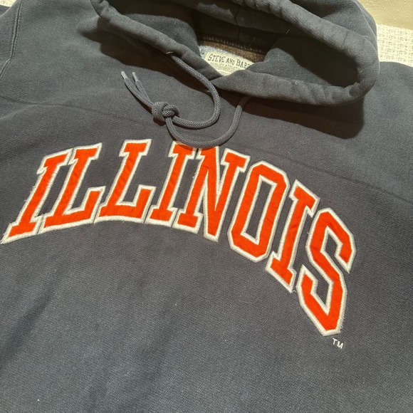 Vintage Steve & Barry Illinois Hoodie Mens XL Navy Blue Collegiate Spell Out 90s - Picture 6 of 16